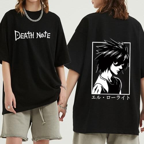 Novelty Death Note Shinigami Ryuk Tshirt Men Short Sleeve Japanese Manga Light Yagami L T-shirt 100% Cotton Anime Tee Gift Idea