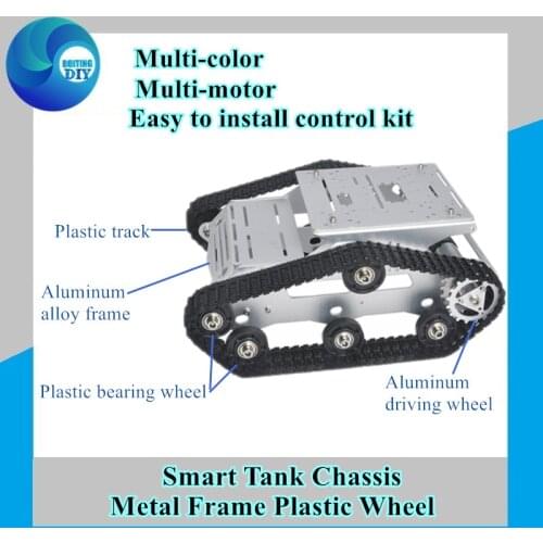Tracked RC Robot Tank Chassis with Plastic Track Aluminum Alloy Frame Interface Holes For Robotic Arm Arduino DIY Kit YP100