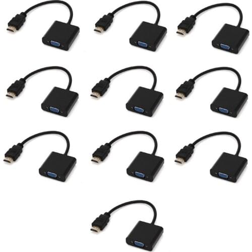 10PS HDMI to VGA Cable Converter Adapter 1080P Digital to Analog Converter Cable For Xbox PS4 TV Box to HDTV Displayer Wholesale