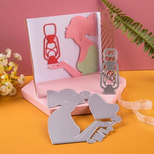 African women Kerosene lamp frame Metal Cutting Dies for DIY Scrapbooking Paper Cards Making Decor Craft dies Embossing Die Cuts
