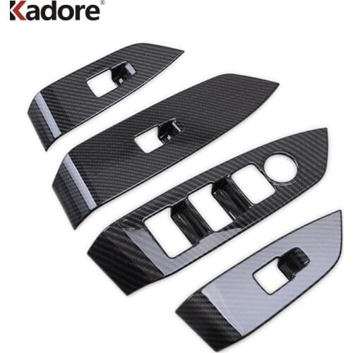 Window Lift Switch Cover Trim For Mazda CX-5 CX5 KF 2017 2018 2019 2020 Carbon Fiber Car Inner Door Armrest Panel Frame Sticker