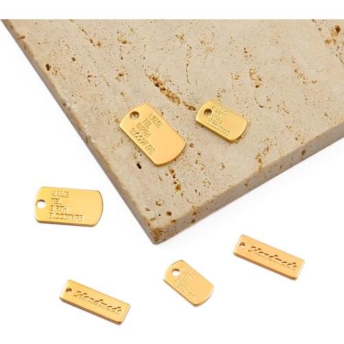 18K Gold 2Pcs 6x17/7x13/10x18mm Copper Small Tags For Fashion Pendant Necklace Women Geometric Necklace DIY Jewelry Findings 026