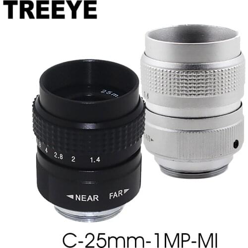 Megapixel C Mount 1MP 25mm Manual Iris Lens for HD CCTV Security DSLR Camera F1.4 1/2" inch Image Format Size Metal Siver Black