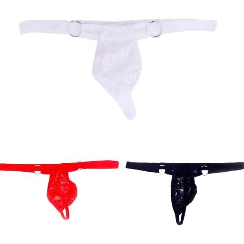 Mens Lace Sheer Mesh G-String Lingerie Underwear Brief Bulge Pouch T-back Thongs