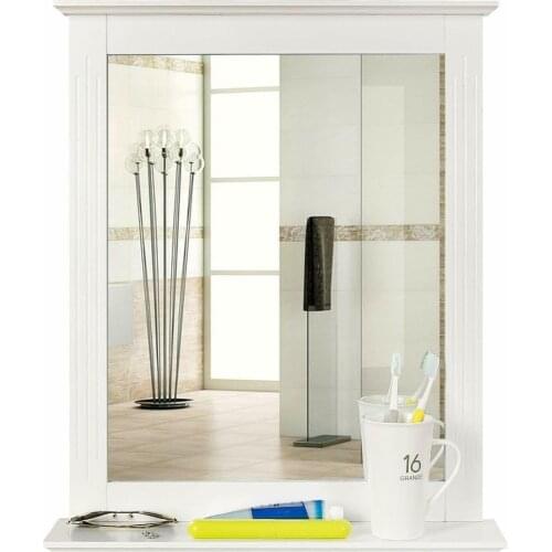 Homfa Wall Mirror, Bathroom Mirror with Shelf, Hanging Mirror for Bathroom Living Room Hallway, Wood