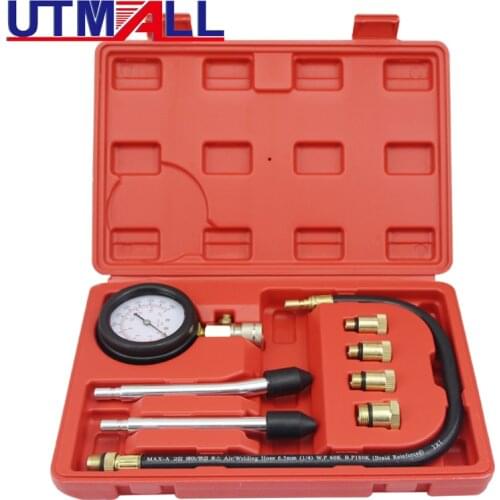 New Compression Tester Pressure Gauge Tester Kit Motor Auto Petrol Gas Engine Cylinder Motorcycle Pressure Gauge with Adapter