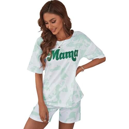 Family Matching Outfits New Summer Mama Alphabet Print Short Sleeved Mother And Daughter Tshirt Home Sleepwear Boy Girl Clothes