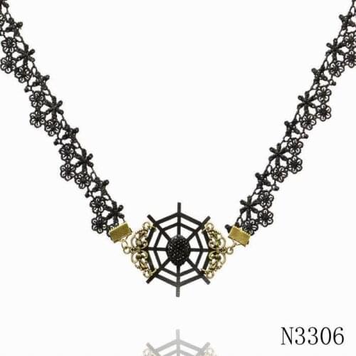 Fashion New Black Charm Helm Elegant Collar Choker Lace Necklace for Women Vintage Alloy Metal Jewelry Accessories