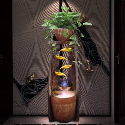 Resin Water Fountain Garden Decor Gold Leaf Lucky Fengshui Decorative Fountain On Sale