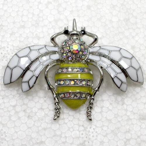 Clear AB Rhinestone Bee Pin brooches Fashion Enamel brooch C178 F