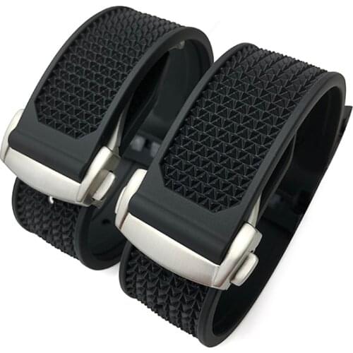 22mm High Quality Rubber Silicone Watchband Fit for Omega Speedmaster 007 watch Strap Stainless Steel Deployment Buckle