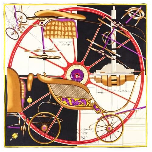 Retro Square Silk Twill Scarf Hand Rolled Silk Scarf Top Twill Silk Scarf 90 90cm bandana Foulard Femme Soie De Marque De Luxe