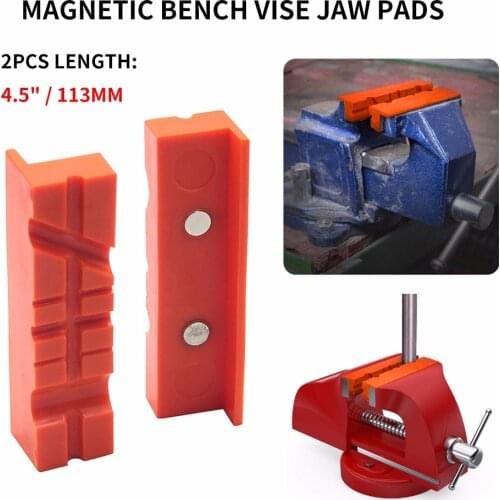 1 Pair Of Magnetic Soft Pad Jaws Rubber Metal Vise 4.5Inch Long Pad Bench Vice Vise Jaw Pads Vises Protection Strip