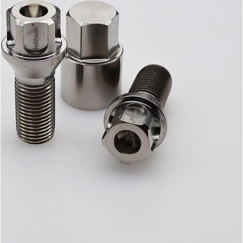 Silver high performance M14*1.5*28 Gr5 titanium wheel hub anti-theft bolt with cone seat