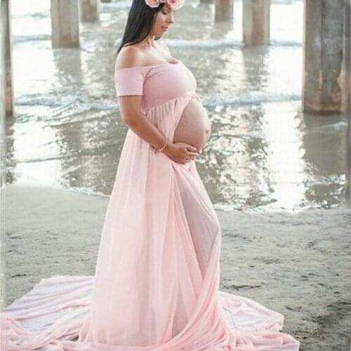 Chiffon Maternity Dresses For Photo Shoot Pregnancy Dress Photography Studio Props Maxi Gown Pregnant Women Clothes