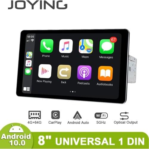 8"JOYING Universal Car Radio Stereo pantalla 1 din Android 10 1280*800 Head Unit Central Multimedia With Carplay Android Auto
