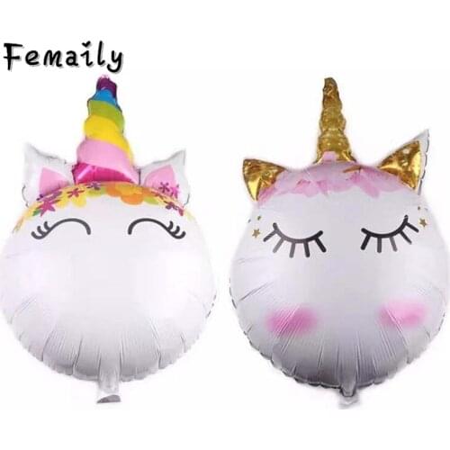 58*83cm Unicorn Head Balloons Inflatable Rainbow Animal Balloon Kids Baby Shower Toys Unicorn Birthday Party Decoration Supplies