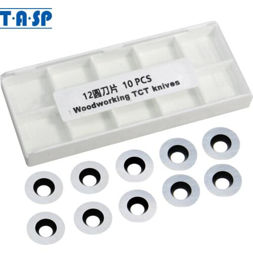10pcs Round Carbide Inserts Cutters 12x2.5mm Knives Blades Replacement for Woodworking Lathe Wood Turning Tools