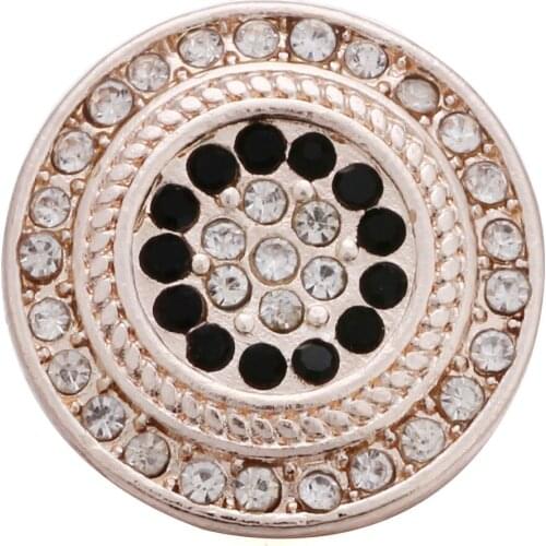 10pcs/lot New Rose Gold Snap Jewelry Rhinestone Metal Snap Buttons Fit Ginger 18mm Snap Button Bracelet Bangles For Women