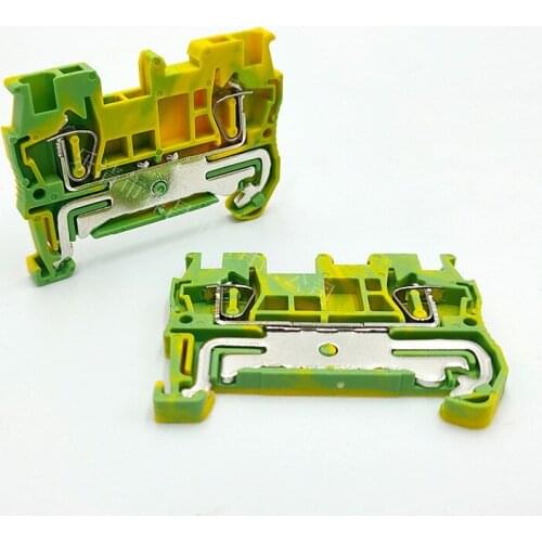 10pcs ST-1.5PE Type Din Rail 4 Contacts Wiring Ground Earth Universal Spring Quick Connector Modular Terminal Block