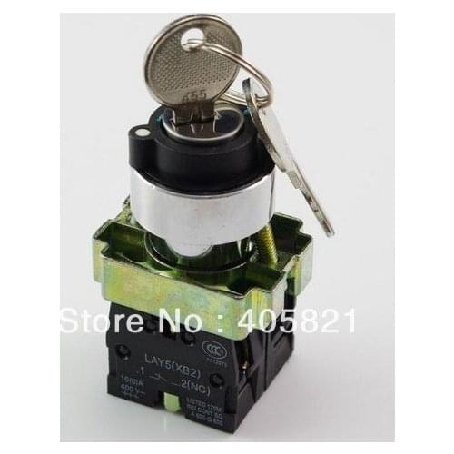 1N/O+1N/C 2 Position Spring Return Key Select Selector Switch XB2BG65C Mouting Hole 22mm