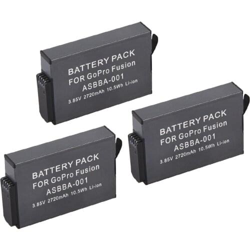 3Pcs 2720mAh GoPro ASBBA-001 ASBBA001 ASBBA 001 Replacement Battery for Gopro Fusion 360-Degree Action Camera Wholesale