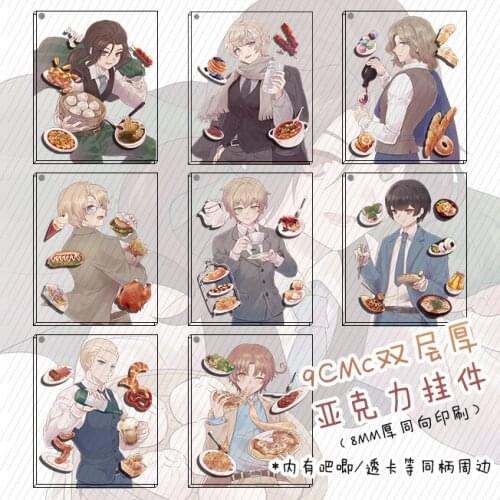 Anime Axis Powers Keychain Gourmet Toys Badge Brooch Pin Clothing Decor Cartoon Pendant Keyrings Transparent Card Xmas Gifts