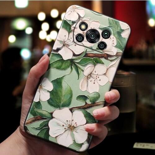 Smart Phone Cases For Xiaomi POCO X3 Pro NFC Case Cover F3 M3 POCOX3 X3Pro X3NFC Capa Women Girl Soft Emboss Floral Flower Coque