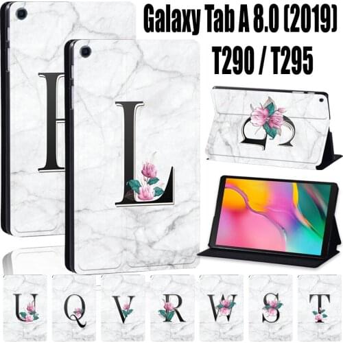 Tablet Case for Samsung Galaxy Tab A T290/T295 (2019) 8.0 inch 26 Letter Anti-Drop Leather Cover Case+ Free Stylus
