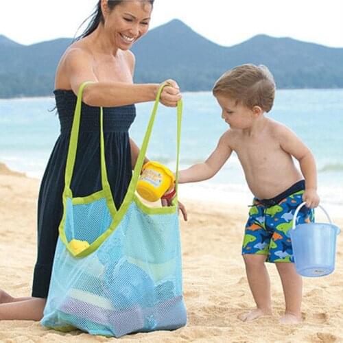 Children Tote Large Folding Net Bags Fishnet Hollow Out Beach Bags Hot Groceries Toys Baby Kids Beach Mesh Bath Toys Storage Bag