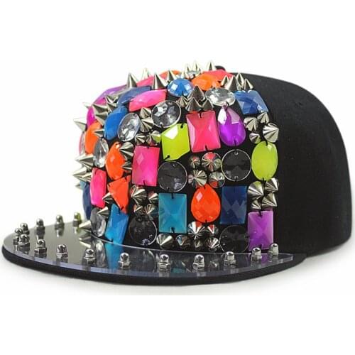 Adult Hip Hop PUNK Rock Full Spike Studs Rivets Snapback Caps Men Bboy Cool Flat Peaked Baseball Hats