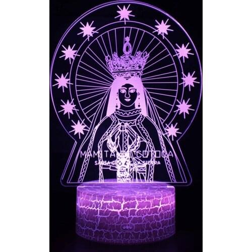 Home Decorative Sleep Light Christmas Gift Acrylic 3D LED Night Light Blessed Virgin Mary Touch 7 Color Changing Desk Table Lam