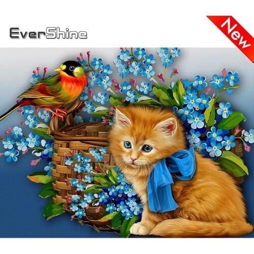 Evershine Diamond Embroidery Cat 5D New Arrival Diamond Painting Kit Animals Full Square Round Drill Mosaic Sale Home Decoration
