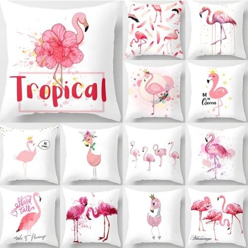 Flamingo Pattern Decorative Cushions Pillowcase Polyester Cushion Cover Throw Pillow Sofa Decoration Pillowcover 40517-2