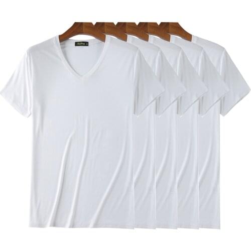 V Neck T Shirts For Men Short Sleeves Bamboo Breathable Plain Tshirt Pack Of 5 Comfort Cool Sun Protective Black Camiseta Hombre