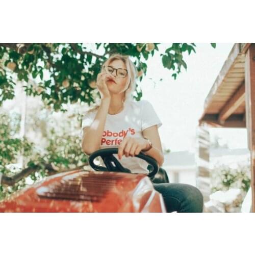 Skuggnas Nobodys Perfekt Red T-Shirt Casual O-Neck Cotton Tee Unisex Hipster Girl Cute Crewneck tops aesthetic clothes