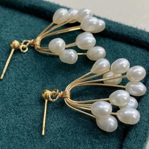 Hot sell fashion 2021 summer solid S925 safe pin multi beads natural genuine pearl grape earring women wedding gift bridal