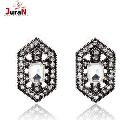JURAN New Hot Jewelry Quality Fashion Brand 2018 New Crystal Geometric Full Crystal Stud Earrings For Women Wedding C3109