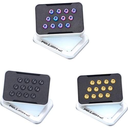 RISK 12pcs M5x10mm T25 Ti Disc Brake Rotor Bolts for MTB Bicycle Road bike Titanium Torx Rotor Screw for Avid Sram Ultralight