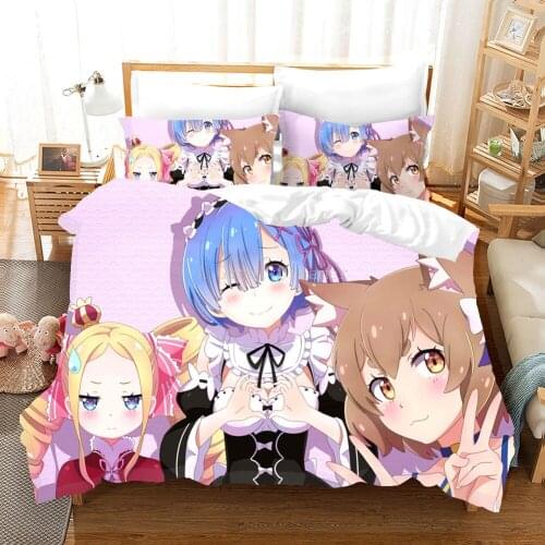 New Anime Duvet Cover Set For Kids Boys Girls Cute Girls Bedspreads Pink Comforter Bedding Set Cartoon Bed Set