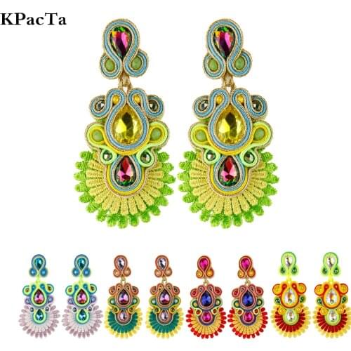 KPacTa 2021 vintage Ethnic Bohemia Drop Luxury Ladies Earrings For Women Tassel Earrings Soutache Jewelry Party Gift