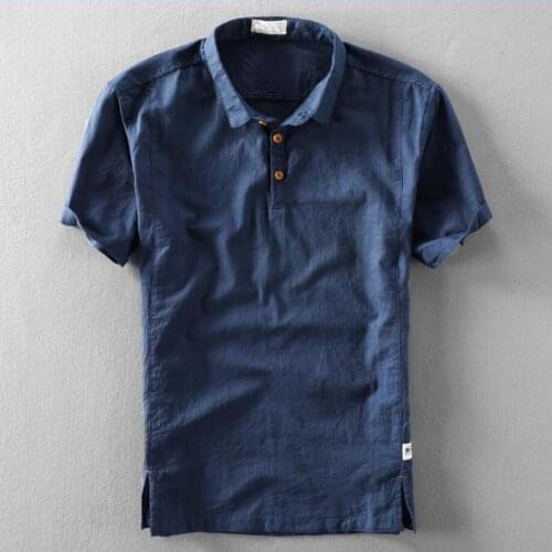 Summer Shirt 3XL 5XL Large Size Men Shirt Cotton linen short Sleeved Blue Casual home Mens High quality Soft