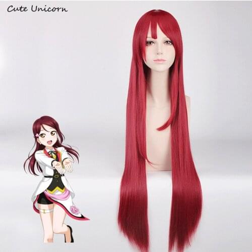 LoveLive Sunshine Sakurauchi Riko cosplay Wig Love Live 80cm red Fake Hair Heat Resistant Fiber Women Halloween Costume Wigs