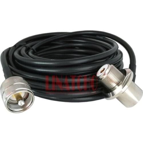 Mobile verhical car two way radio antenna PL259 male uhf and SO239 5 meters RG58U copper RF coaxial cable