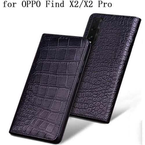 Fashion Crocodile Phone Case for OPPO Find X2 Genuine Leather Cover OPPO Find X2 Pro X2Pro Flip Shell Skin FindX2 Funda capa