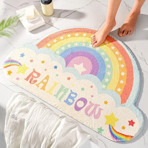 Cartoon Rainbow Carpet Home Door Decoration Non-slip Bathroom Rug Chilren Room Supplies Small Mat for Living Room Tapete Sala