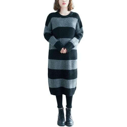 NYFS Autumn Winter Stripe Knitted Sweater 2021 Basic Pullover Korean Slim Elasticity Long Sleeve Loose Tops