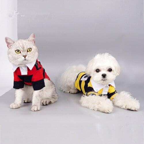 Cat Clothing Summer Dress 2021 Fun Pet Stripe T-Shirt Teddy Bear Schnauzer Clothing