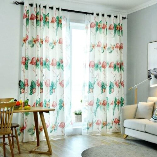 Single Panels Nordic Style Digital Printed Flamingo Bedroom Curtain For Living Room Window Decoration Green/Blue/Beige Curtain
