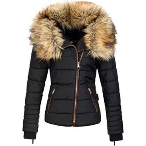 Women Coats Casual Black Gothic Plus Size Warm Winter Slim Hooded Zipper Pocket Office Lady High Street Female Fashion Overcoats